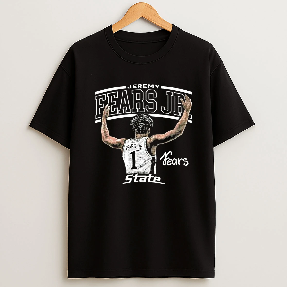 Jeremy Fears Michigan State Spartans Illustrated Forest Green Signature Shirts