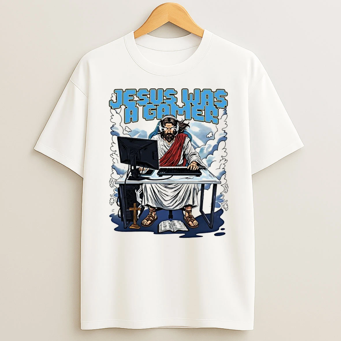 Jesus Was A Gamer Cartoon Meme Shirts