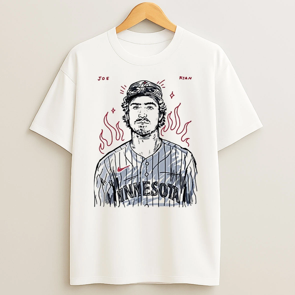 Joe Ryan Minnesota Twins Baseball Sketch Shirts