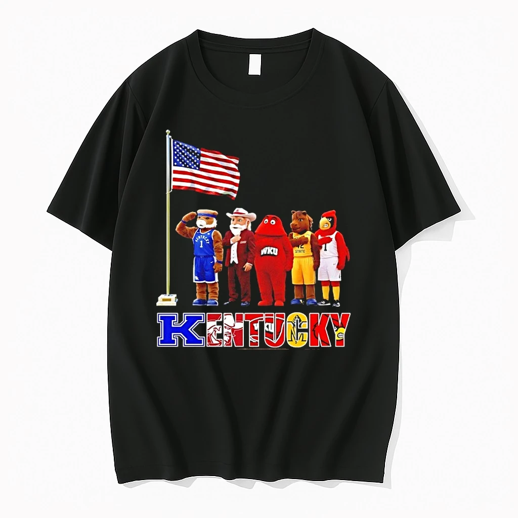 Kentucky City Sports Mascot Front Of An American Flag Shirts