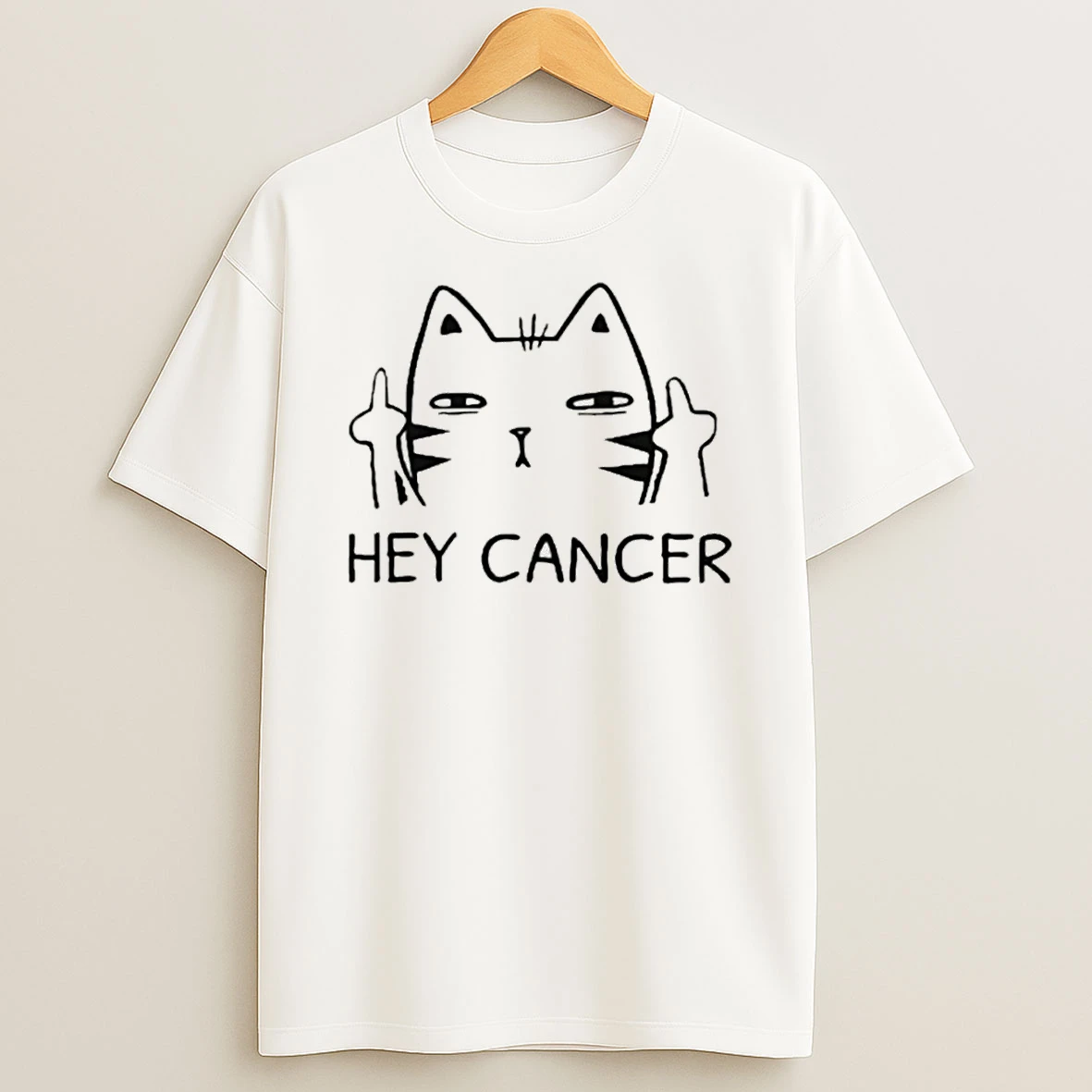 Kitten Middle Finger Hey Cancer Shirts