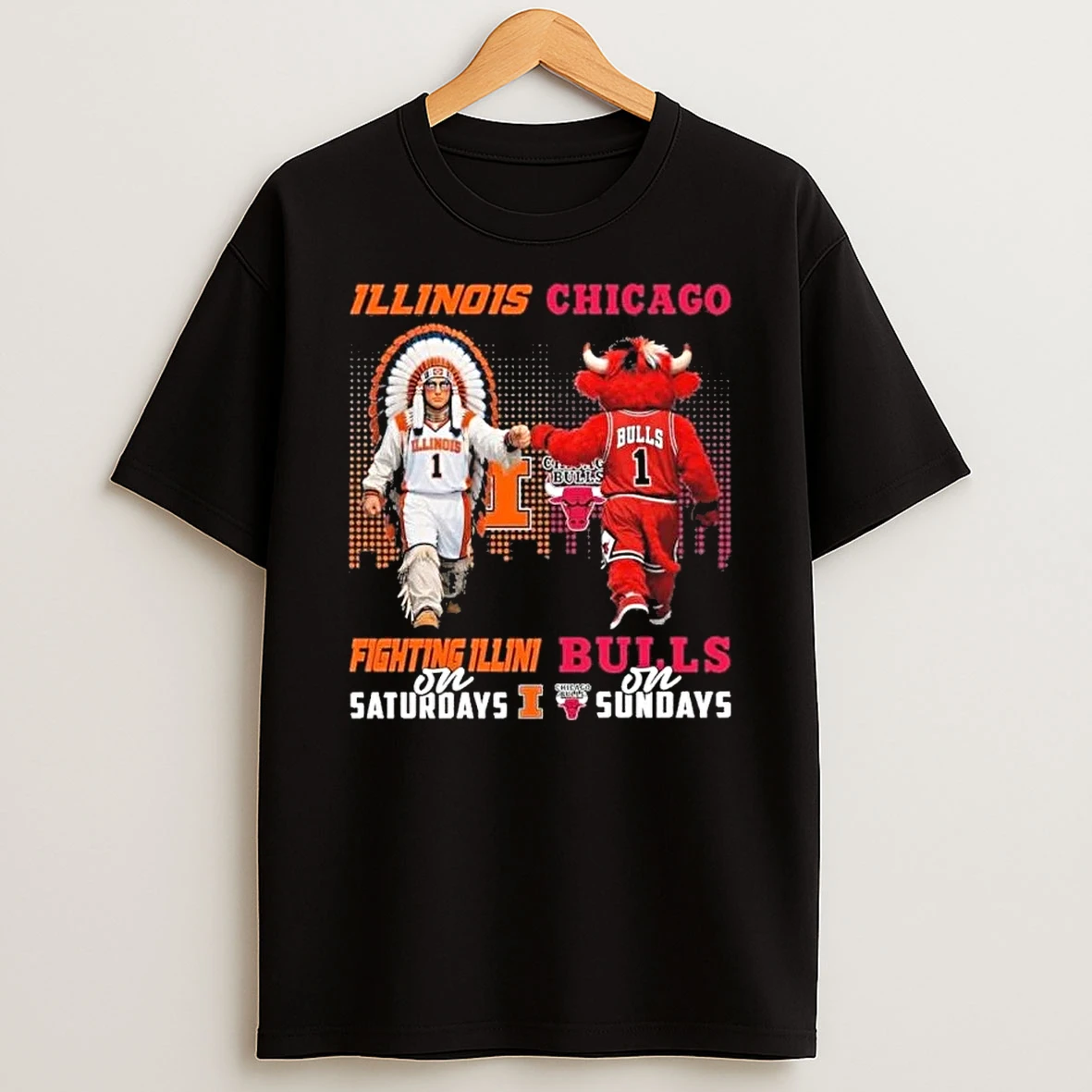 Mascots Illinois Fighting Illini On Saturdays And Chicago Bulls On Sundays Shirts