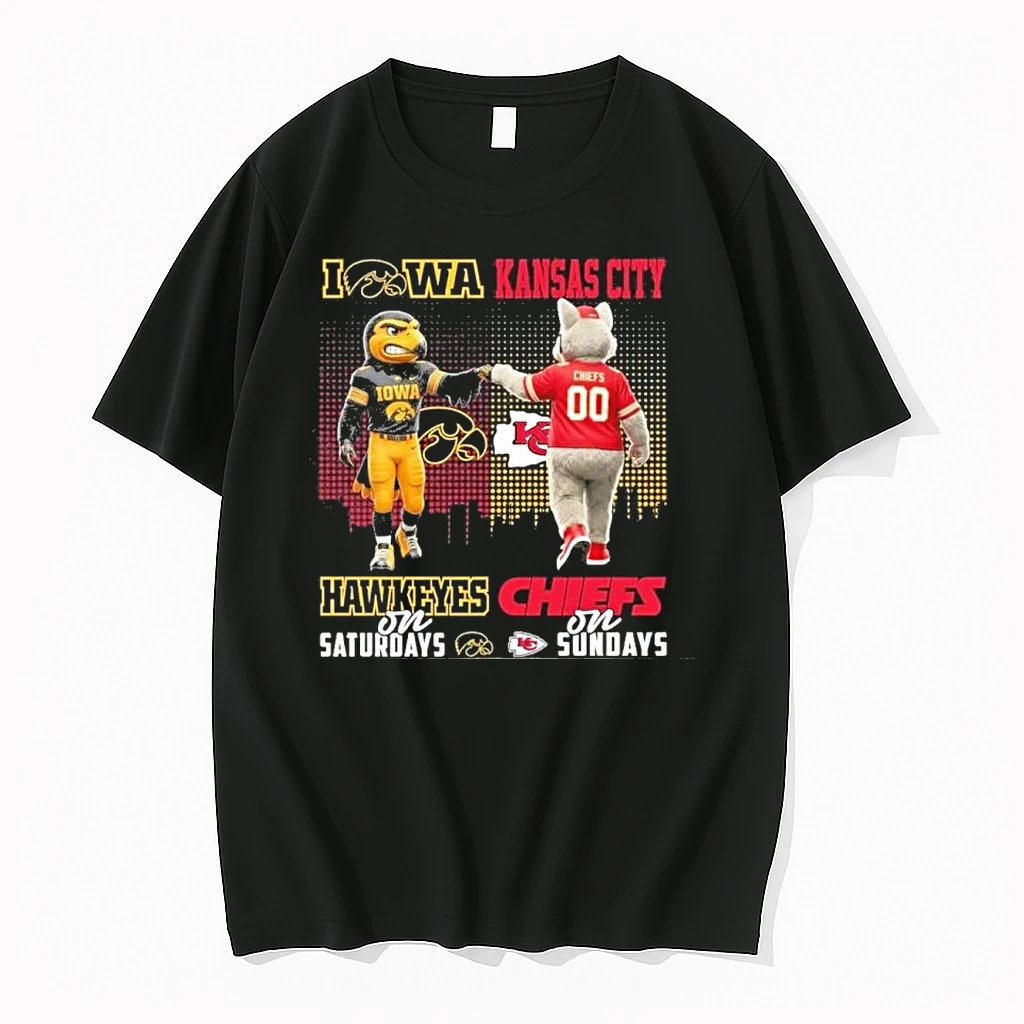 Mascots Iowa Hawkeyes On Saturdays And Kansas City Chiefs On Sundays Shirts