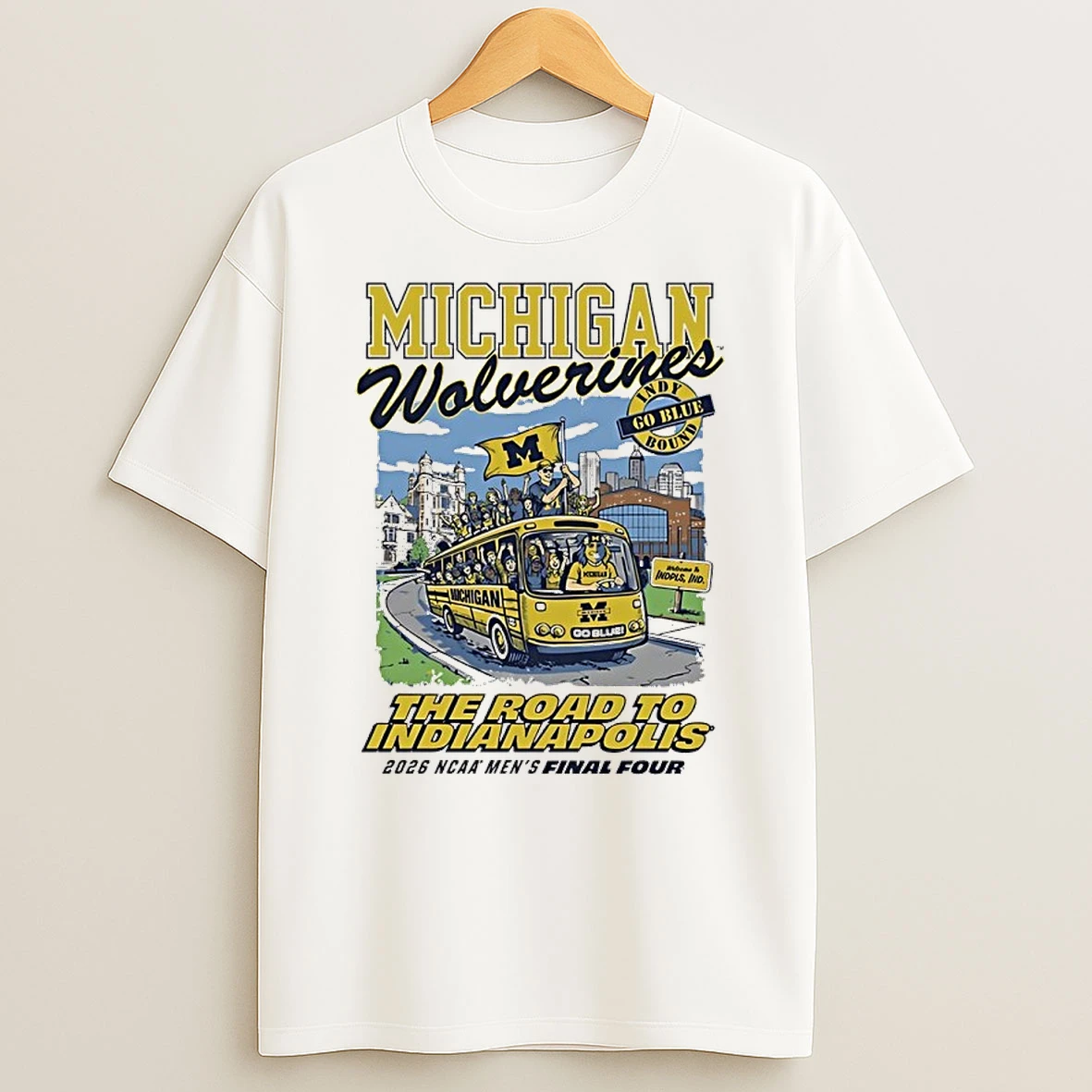 Michigan Wolverines 2026 Mens Basketball Final Four The Road To Indianapolis Cartoon Shirts