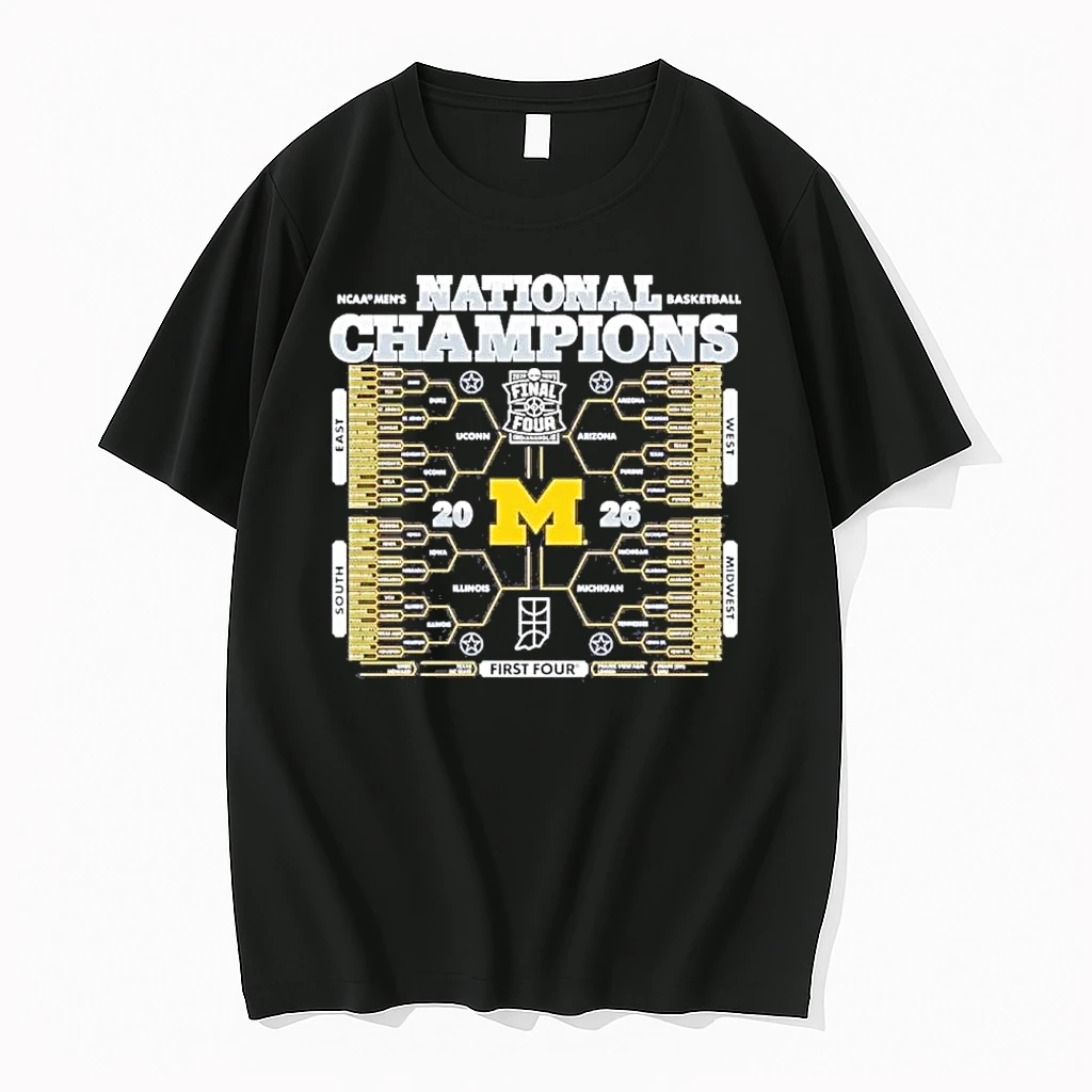 Michigan Wolverines 2026 Ncaa Mens Basketball National Champions Bracket Shirts