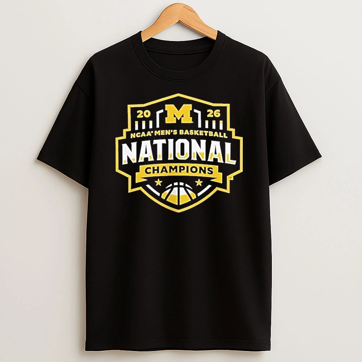 Michigan Wolverines 2026 Ncaa Mens Basketball National Champions Half Court Hero Logo Shirts
