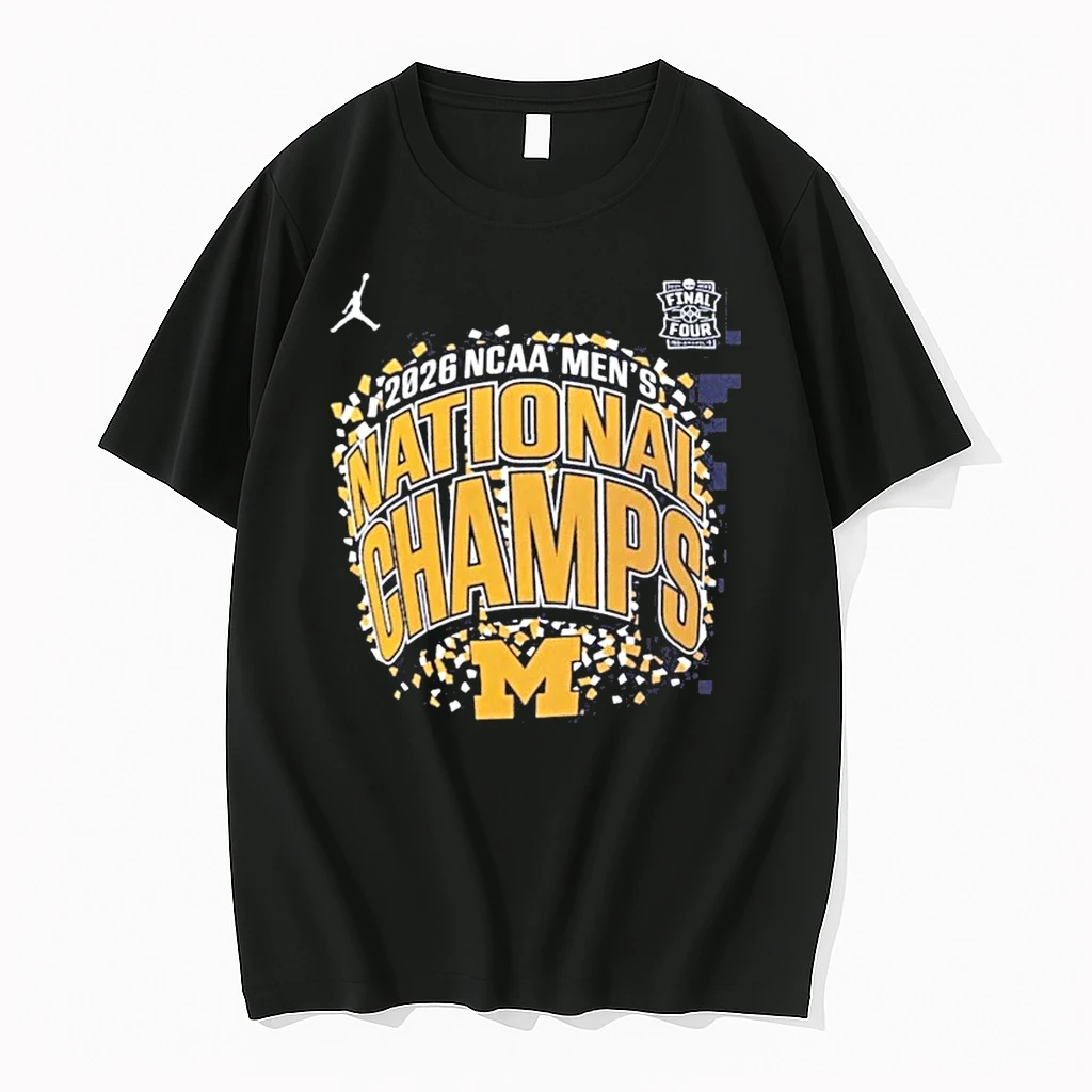 Michigan Wolverines 2026 Ncaa Mens Basketball National Champions Jordan Brand Confetti Celebration Shirts