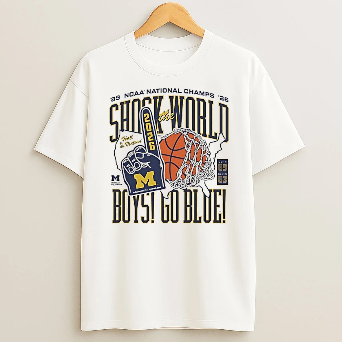 Michigan Wolverines 89 26 National Champs Shock The World Boys Two Time National Champs Shirts