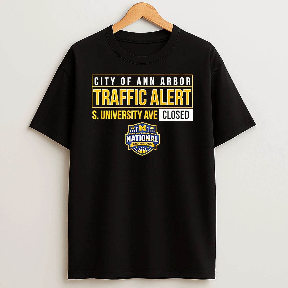 Michigan Wolverines Basketball 2026 National Champions S University Ave Closed Shirts