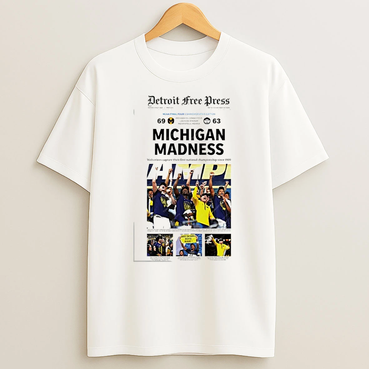 Michigan Wolverines Basketball Ncaa Champions March Madness Celebration Newspaper Shirts