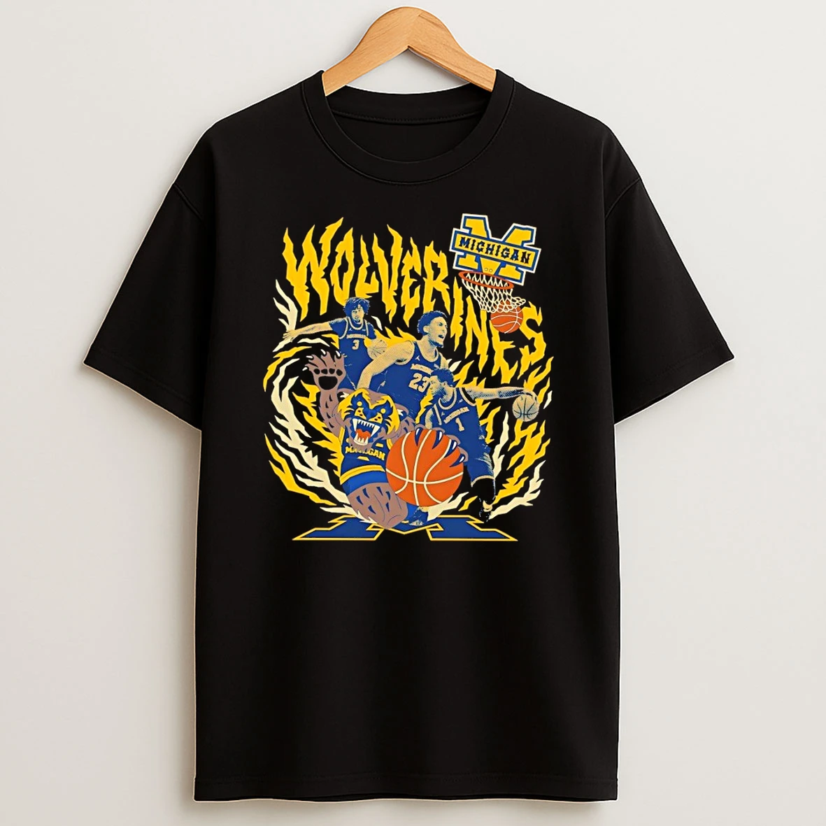 Michigan Wolverines Basketball Players Bear Mascot Ncaa Final Four 2026 Shirts