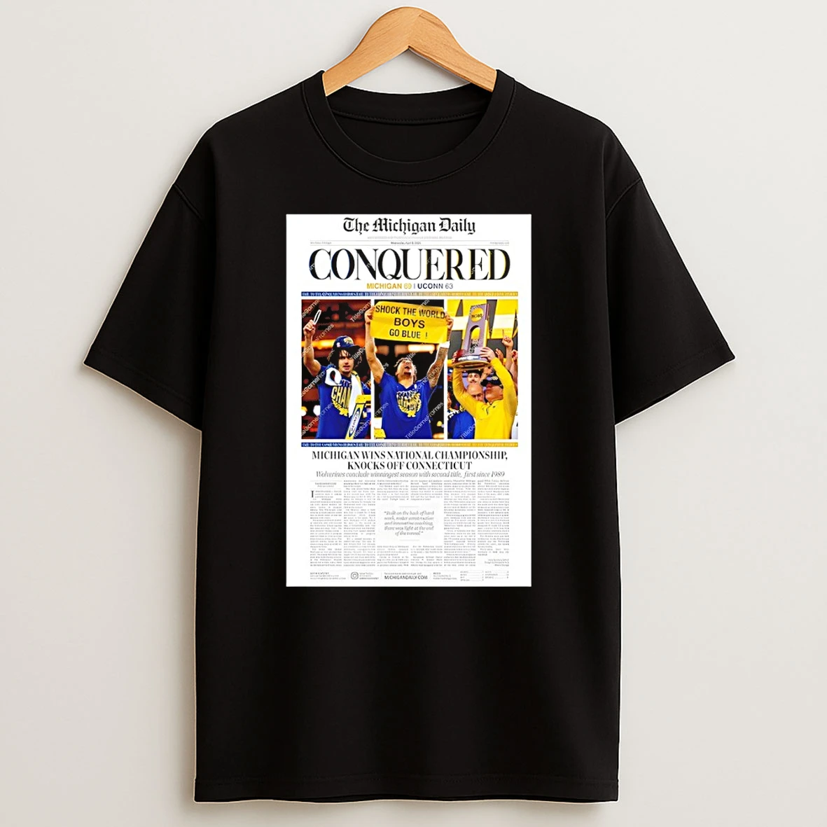 Michigan Wolverines Conquered National Championship Framed Newspaper The Michigan Daily Shirts