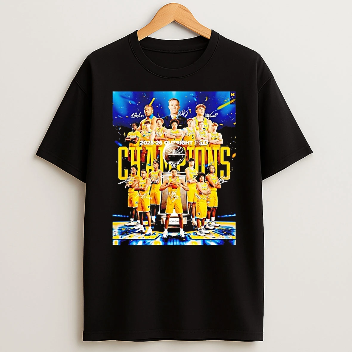 Michigan Wolverines Mens Basketball 2025 2026 Outright Big Team Signatures Shirts