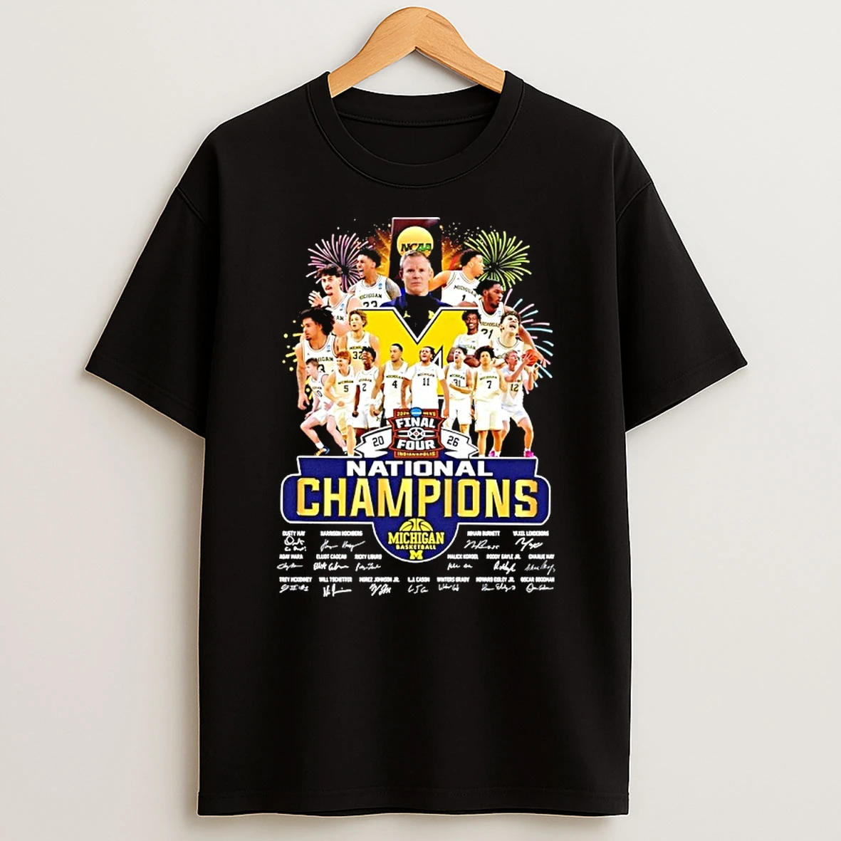 Michigan Wolverines Mens Basketball 2026 National Champions All Team Signatures Shirts