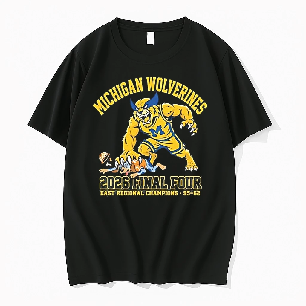 Michigan Wolverines Routes Tennessee Volunteers 2026 Finals Four East Regional Champions Mascot Shirts