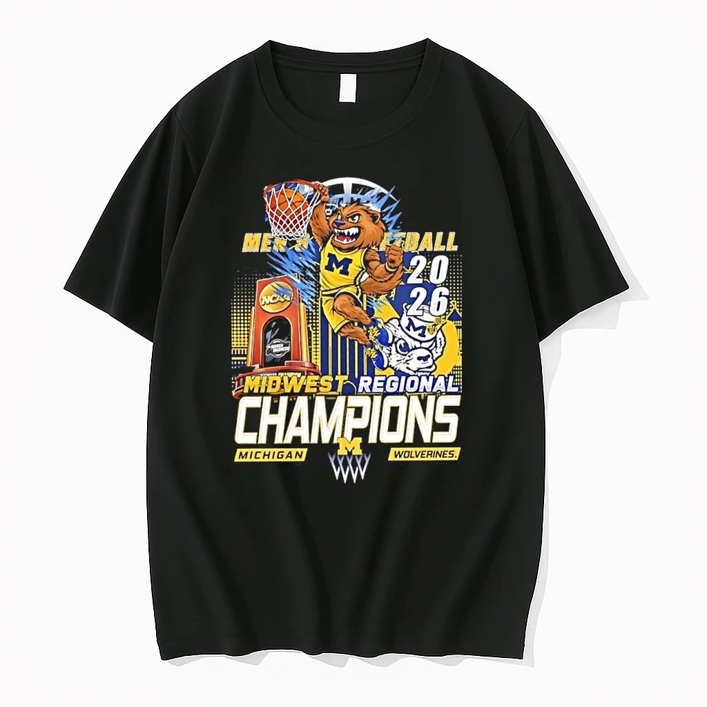 Michigan Wolverines Win 2026 Midwest Regional Champions Mascot Shirts