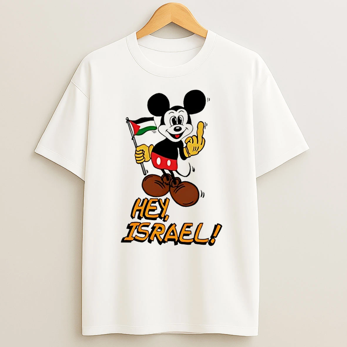 Mickey Middle Finger Hey Israel Cartoon Shirts