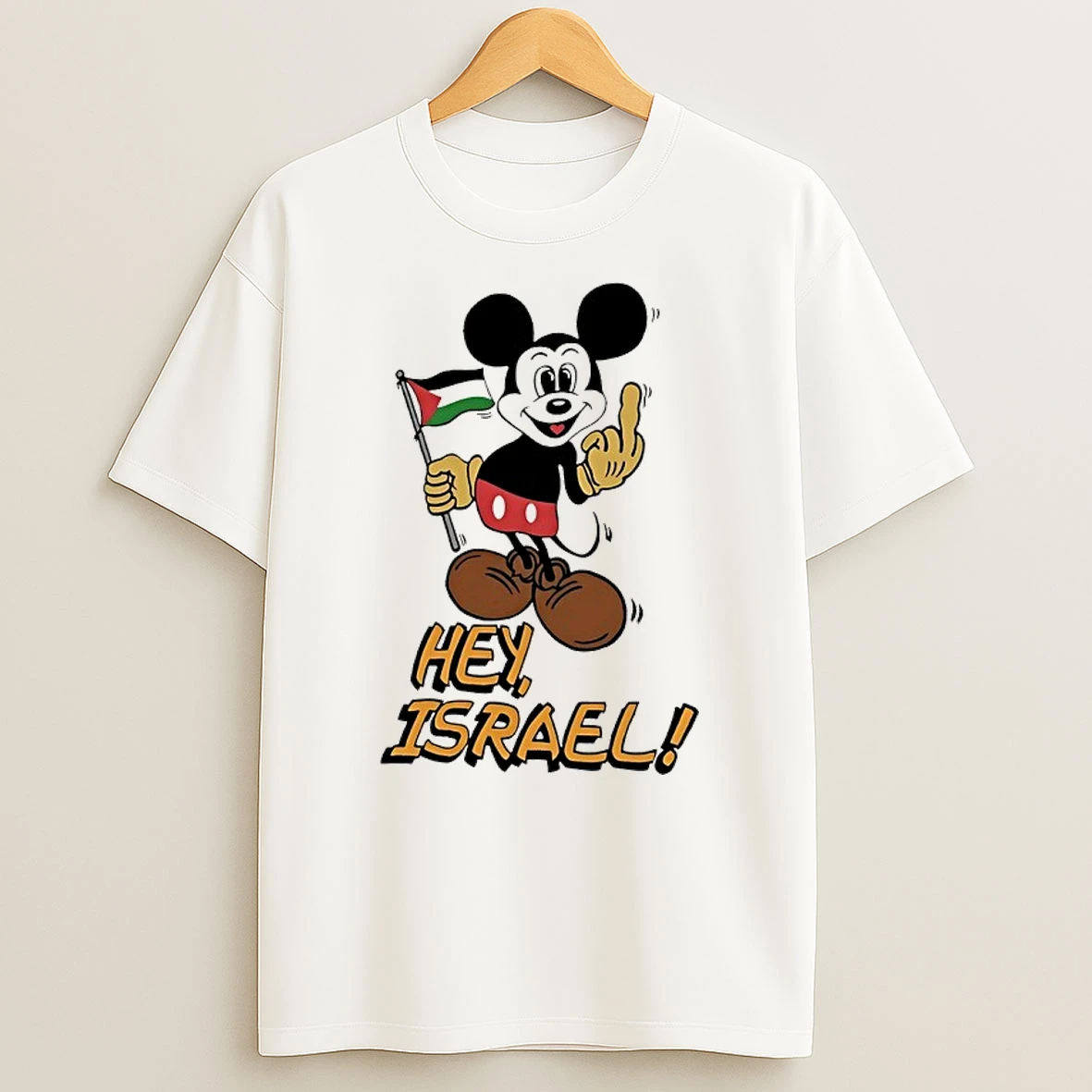 Mickey With Iran Flag Hey Israel Middle Finger Shirts
