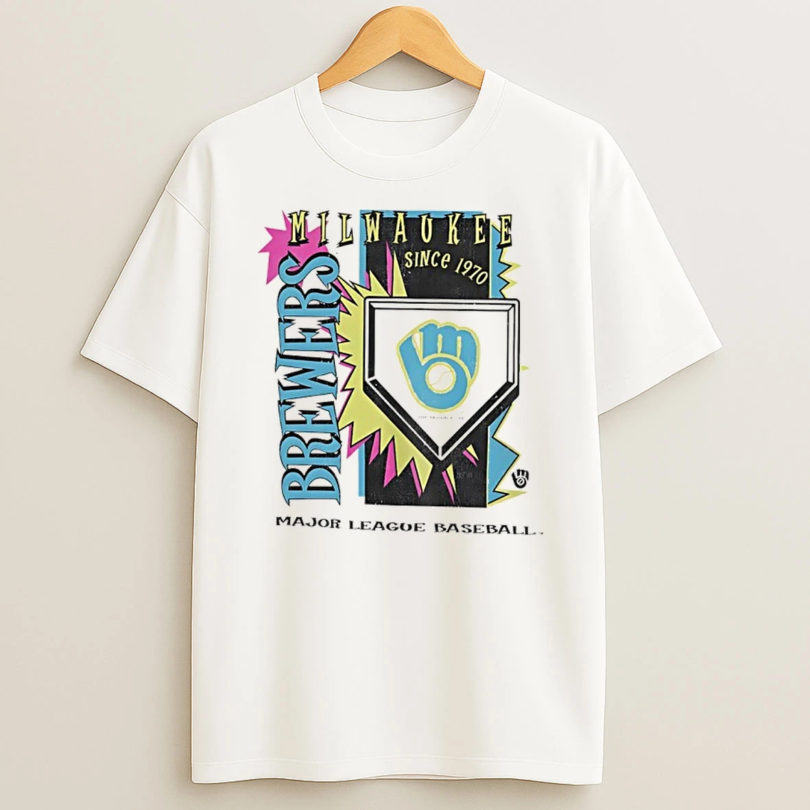 Milwaukee Brewers 1970 Mlb Cooperstown Neon Field Shock Shirts
