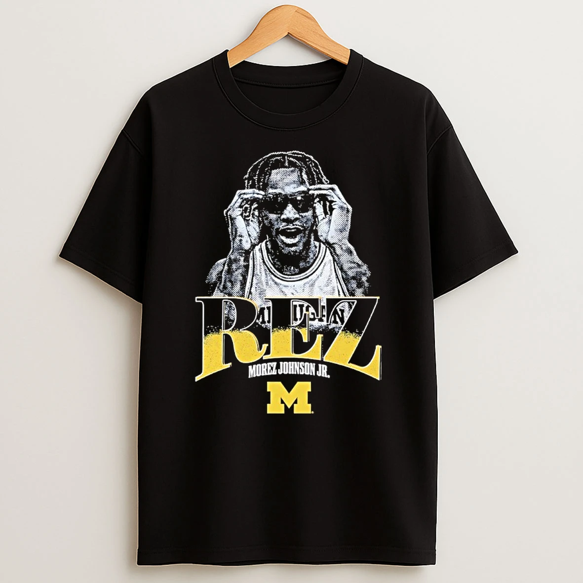 Morez Johnson Rez Michigan Wolverines Basketball Portrait Shirts