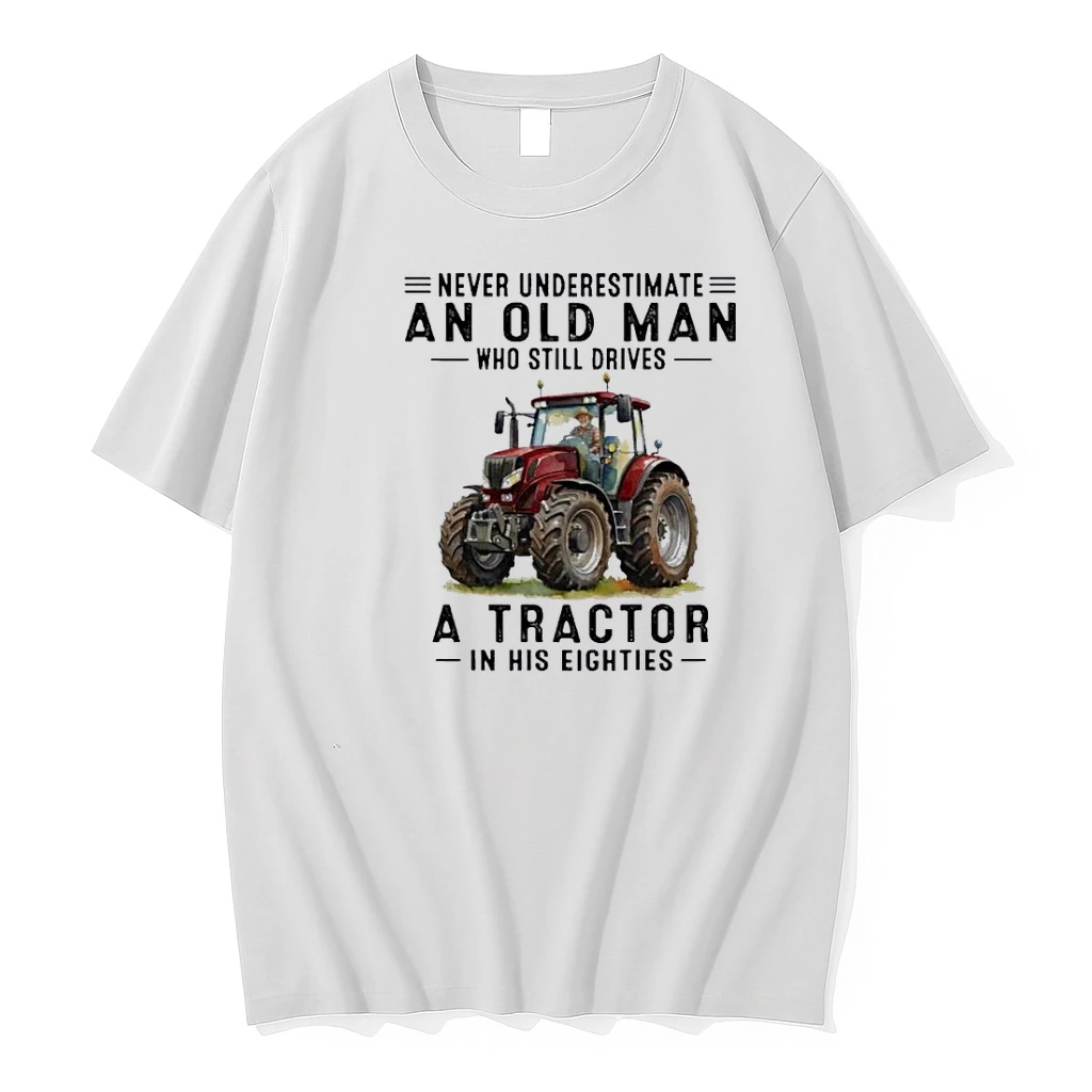 Never Underestimate An Old Man Drives Tractor 80s Eighties Shirts
