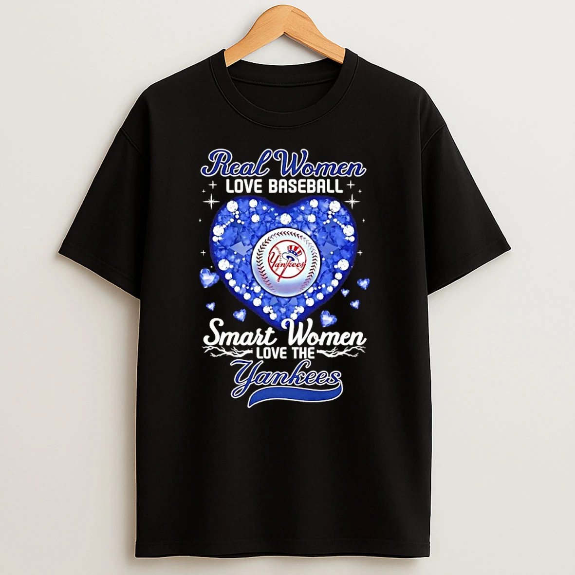 New York Real Women Love Baseball Smart Women Love The Yankees Diamond Heart Shirts