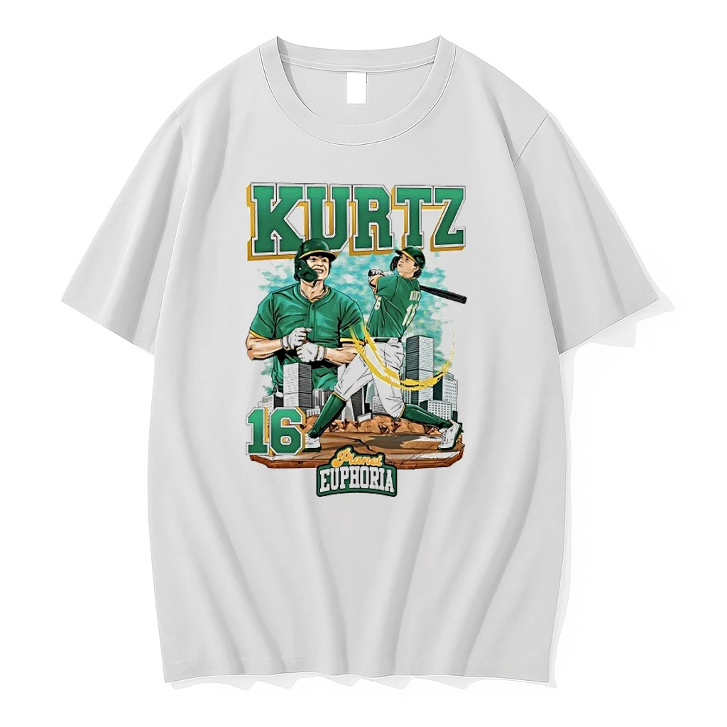 Nick Kurtz 16 Athletics Baseball Collage Swing City Skyline Shirts