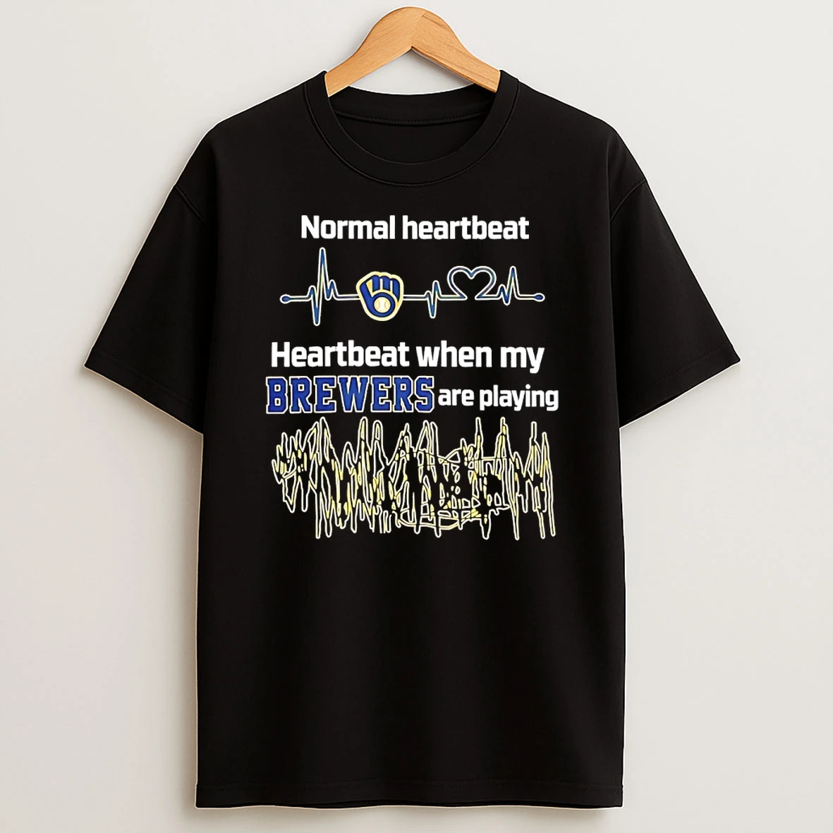 Normal Heartbeat Milwaukee Brewers Heartbeat When My Brewers Are Playing Shirts