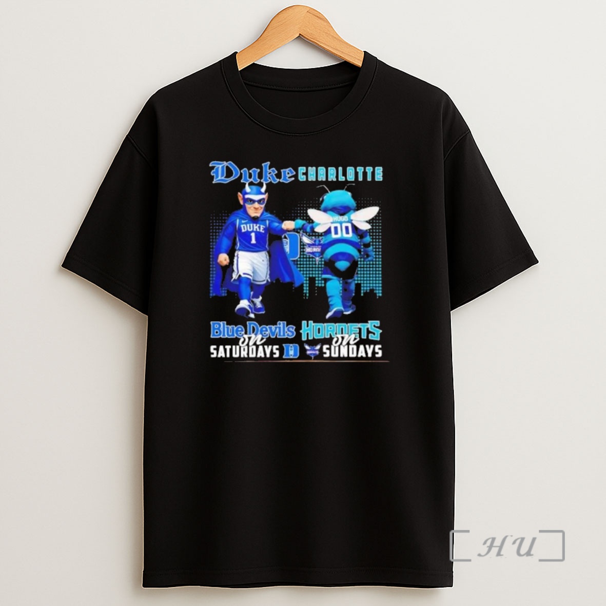 Officials Duke Blue Devils On Saturdays Touch Hand Charlotte Hornets On Sundays Mascot Shirt Sweatshirt Tee