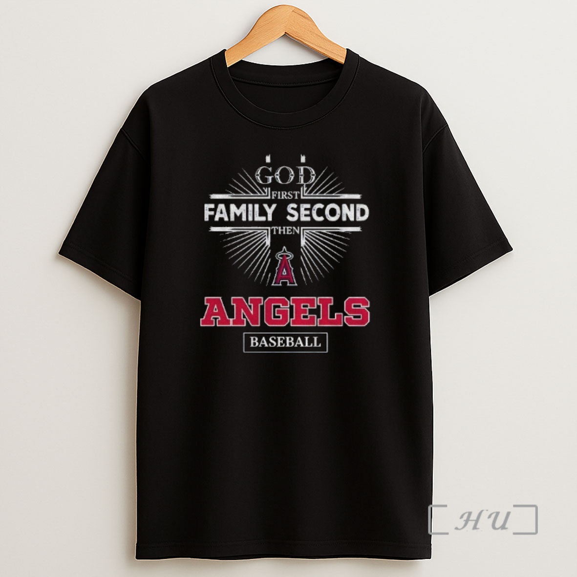 Officials God First Family Second Then Los Angeles Angels Baseball Shirt Sweatshirt Tee