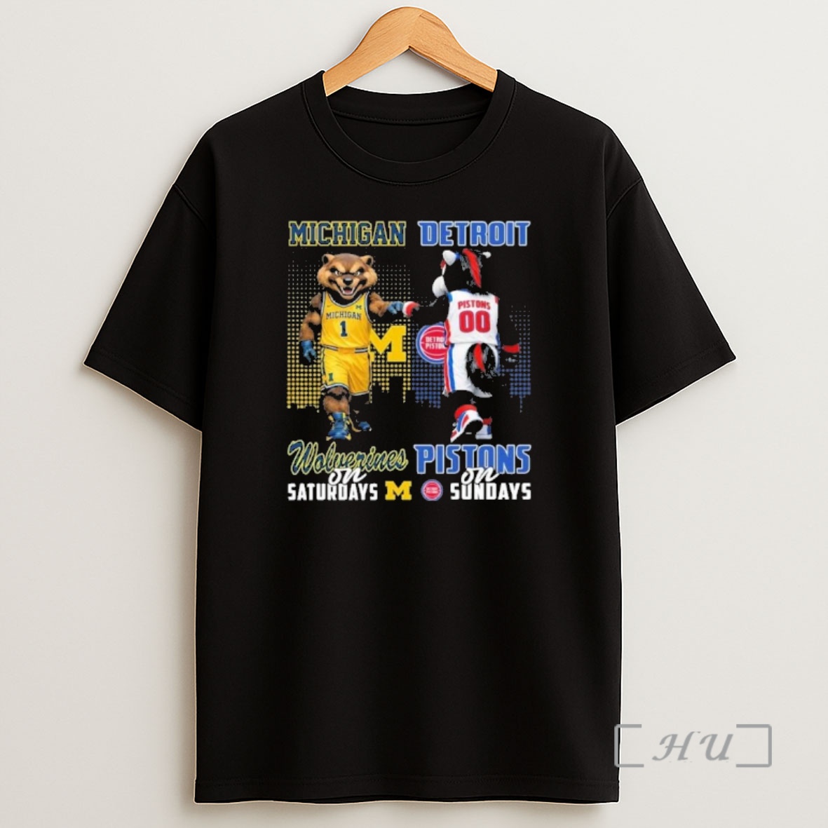 Officials Mascots Michigan Wolverines On Saturdays And Detroit Pistons On Sundays Shirt Sweatshirt Tee