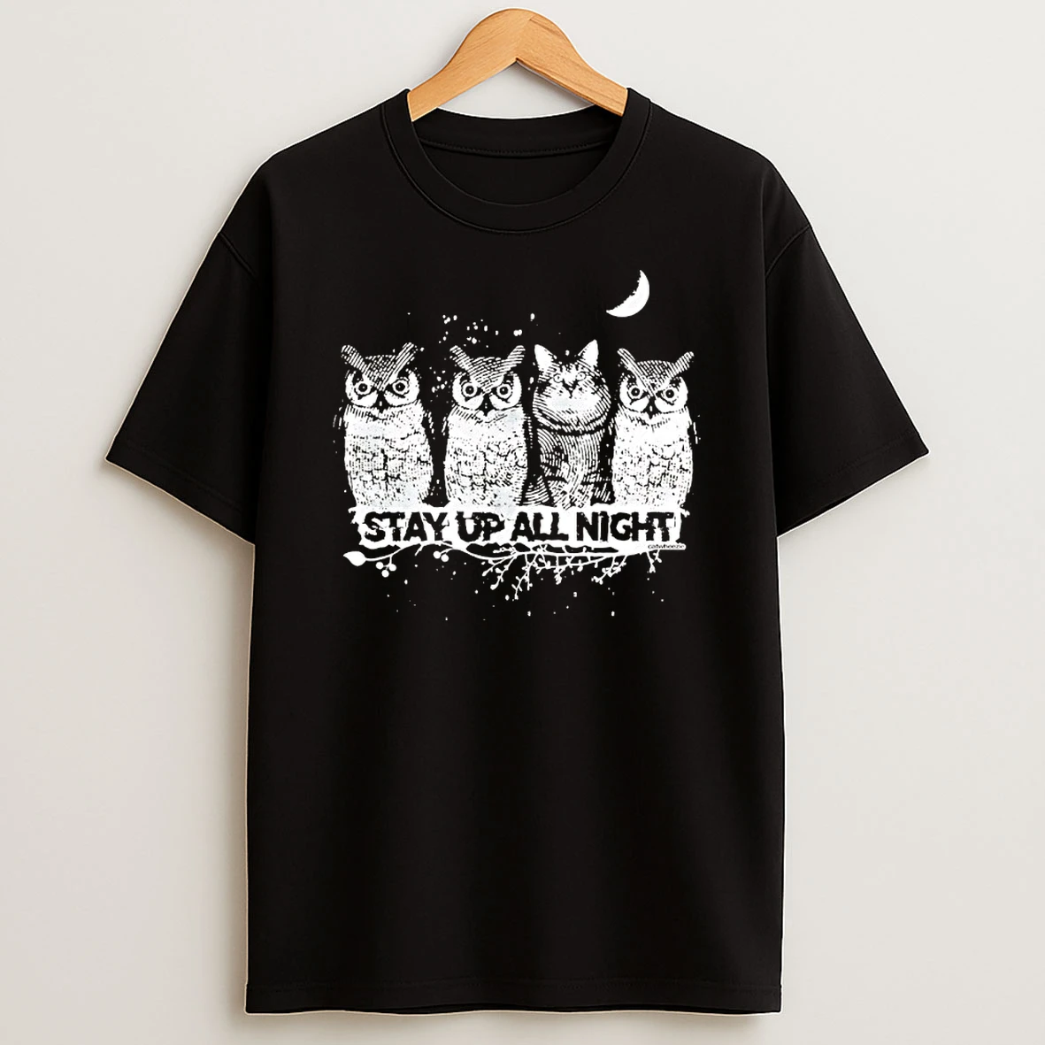 Owls Cat Stay Up All Night Shirts
