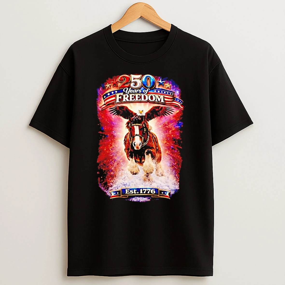 Patriotic Eagle And Horse 250 Years Of Freedom America Flag 4th Of July Shirts