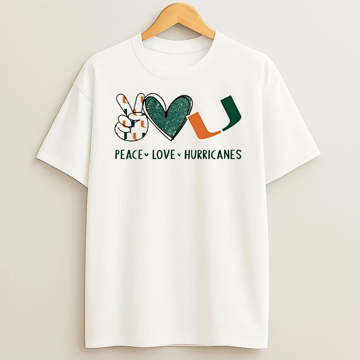 Peace Love Miami Hurricanes Logo Shirts