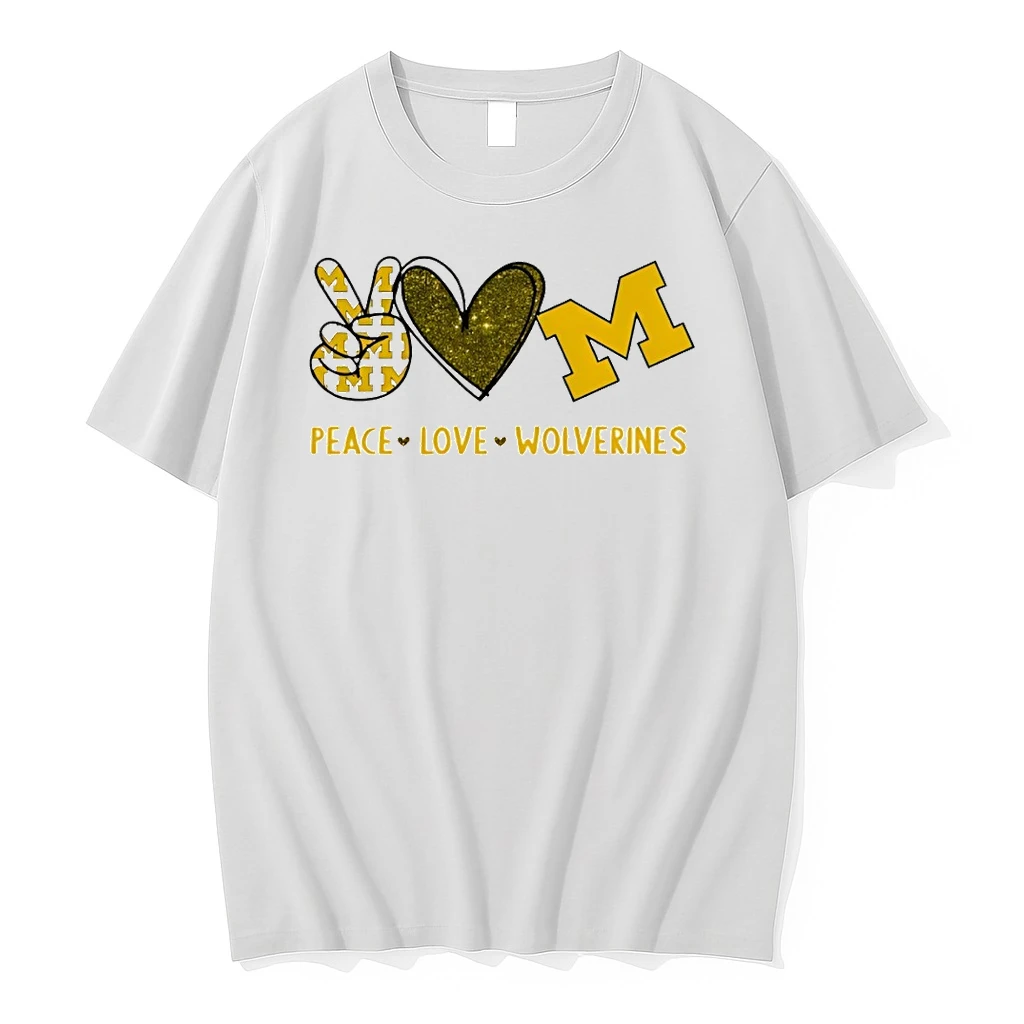Peace Love Michigan Wolverines Logo Shirts