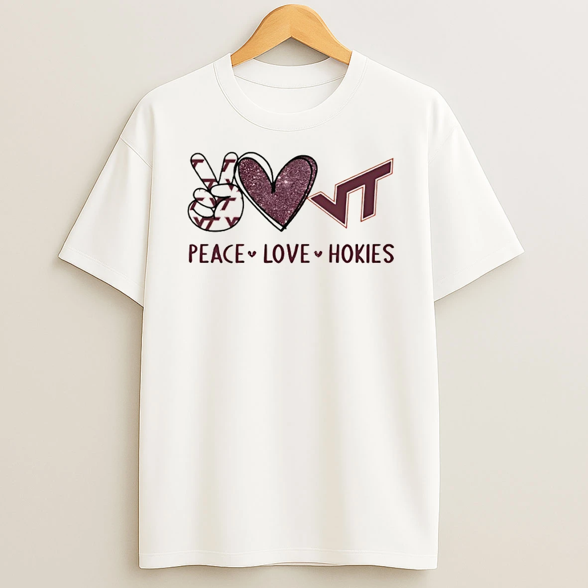 Peace Love Virginia Tech Hokies Logo Shirts