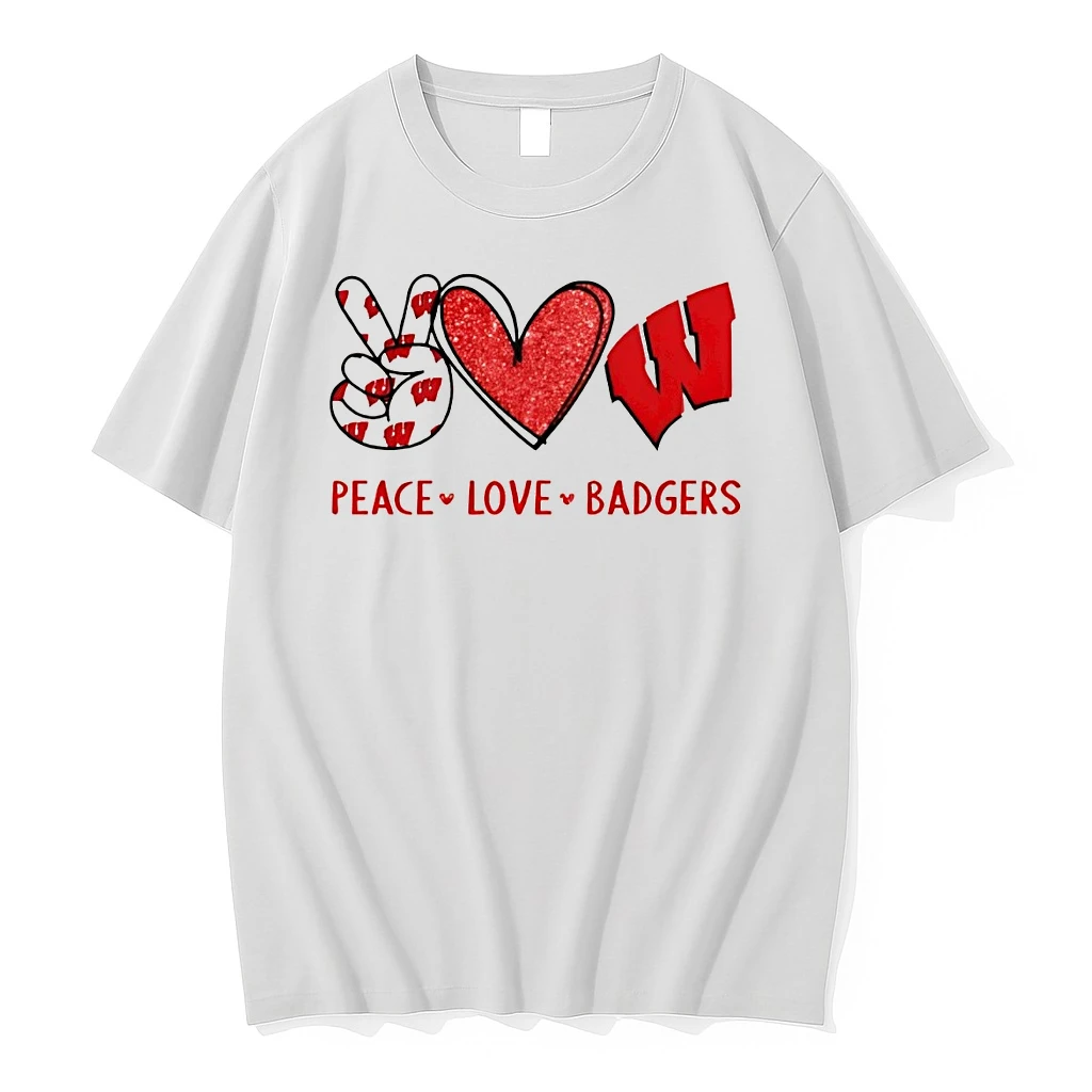 Peace Love Wisconsin Badgers Logo Shirts