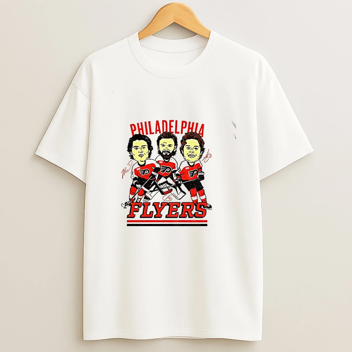 Philadelphia Flyers Hockey Big 3 Players Cartoon Signature Shirts
