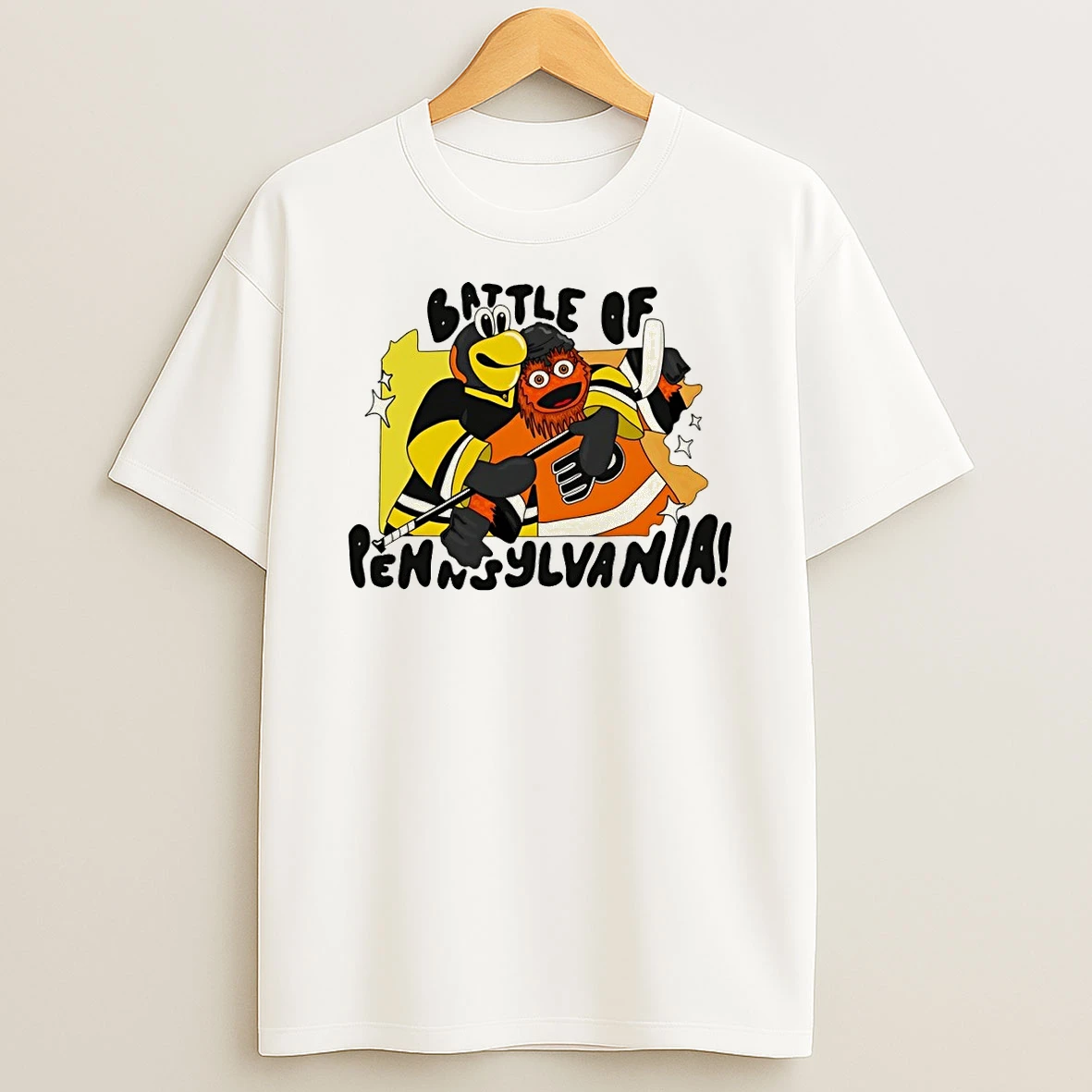 Pittsburgh Penguins Hug Philadelphia Flyers Mascot Battle Of Pennsylvania Shirts