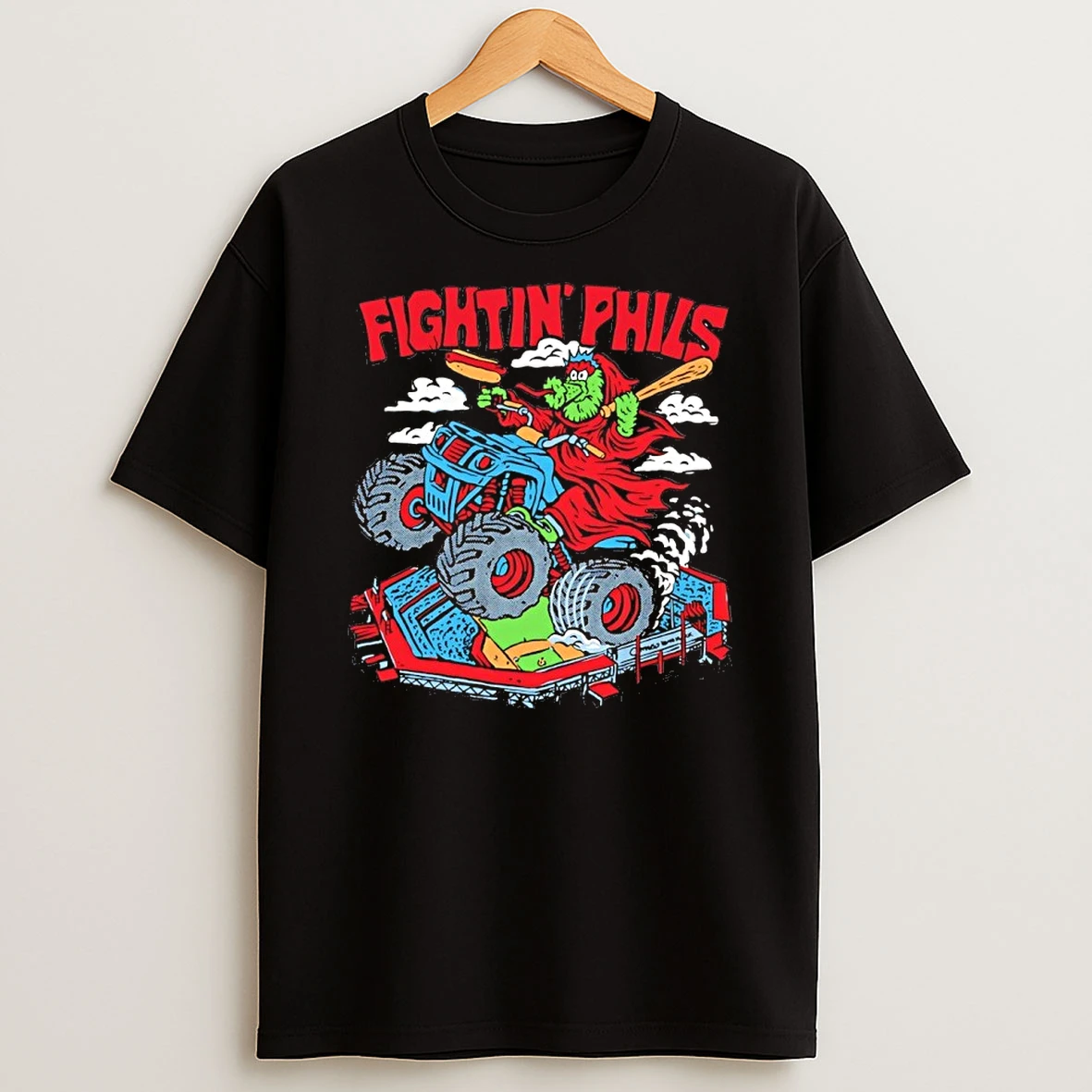 Reading Fightin Phils Mascot Riding Monster Truck Shirts