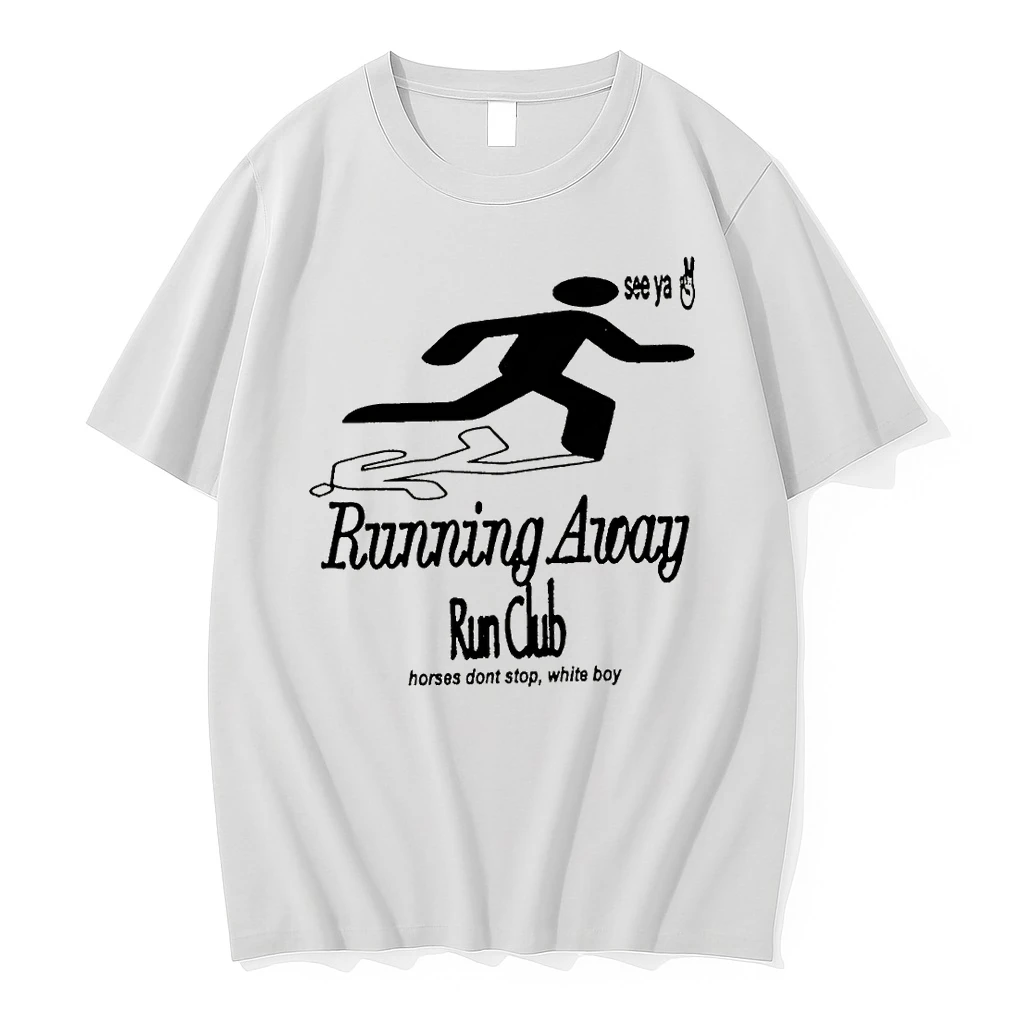Running Away Run Club Horses Dont Stop White Boy Shirts