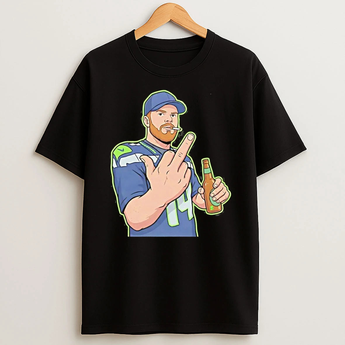 Seattle Seahawks Sam Darnold Smoking Beer Middle Finger Shirts