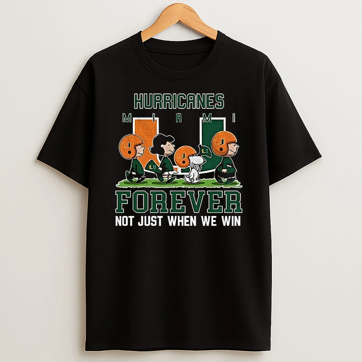 Snoopy And Peanuts X Miami Hurricanes Football Forever Not Just When We Win Shirts