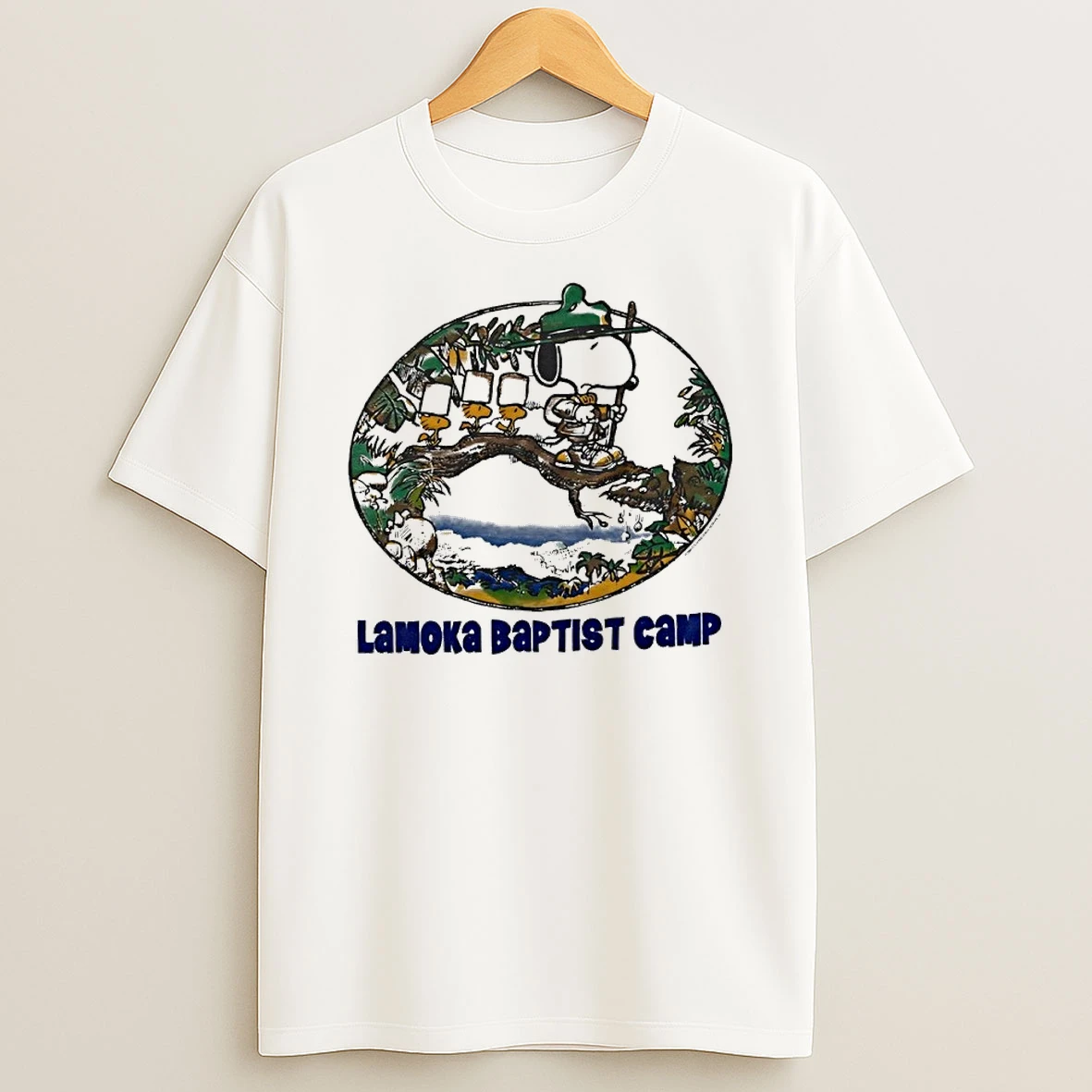 Snoopy And Woodstock Lamoka Baptist Camp Shirts