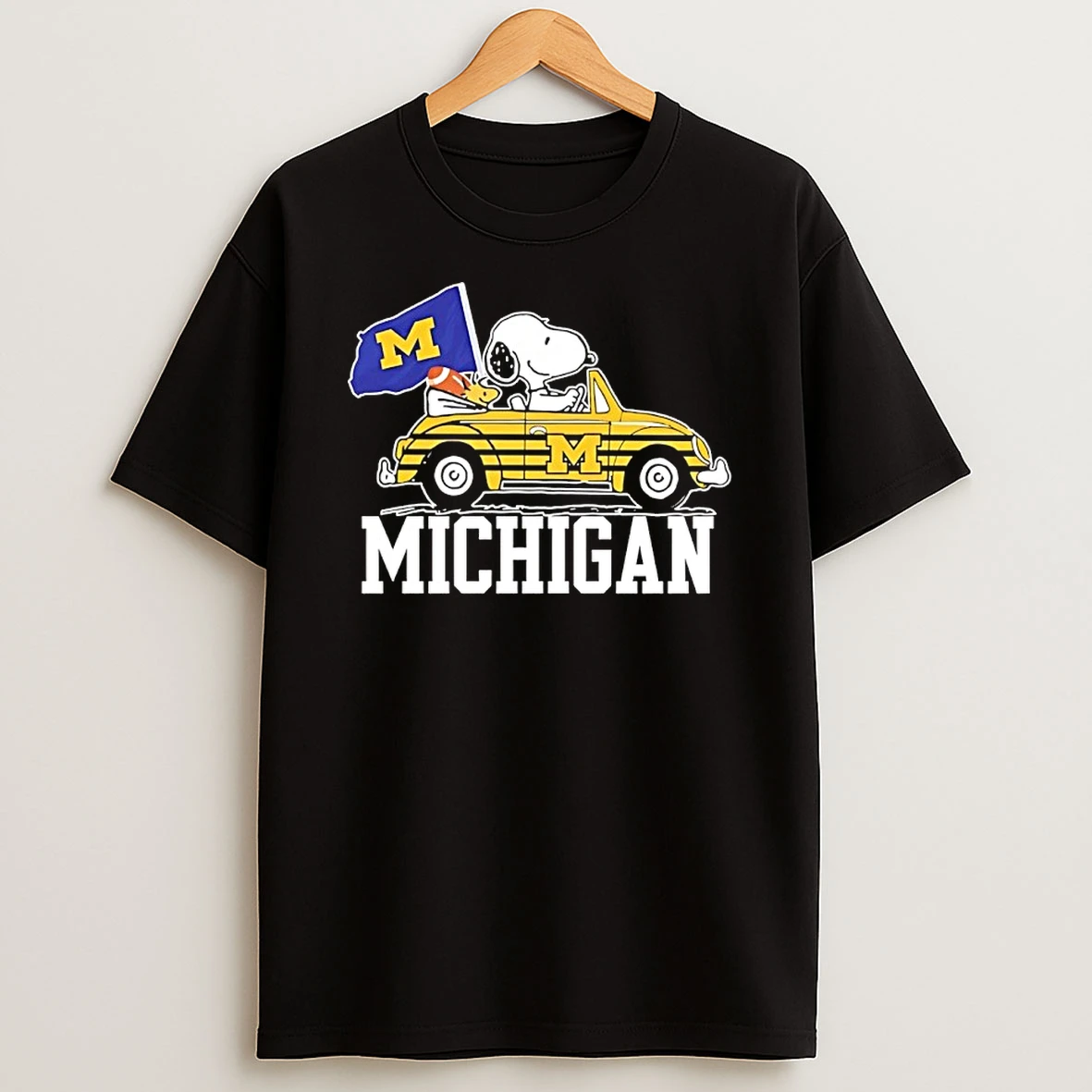 Snoopy And Woodstock Driving Car Michigan Wolverines 2026 National Champions Shirts
