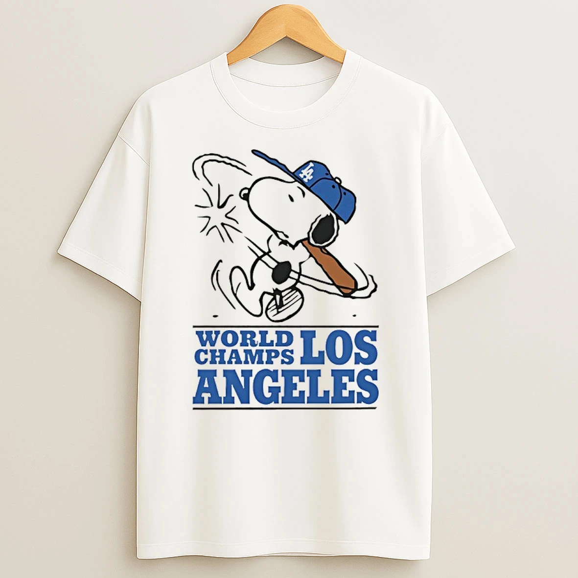 Snoopy X Los Angeles Dodgers World Champs Cartoon Shirts