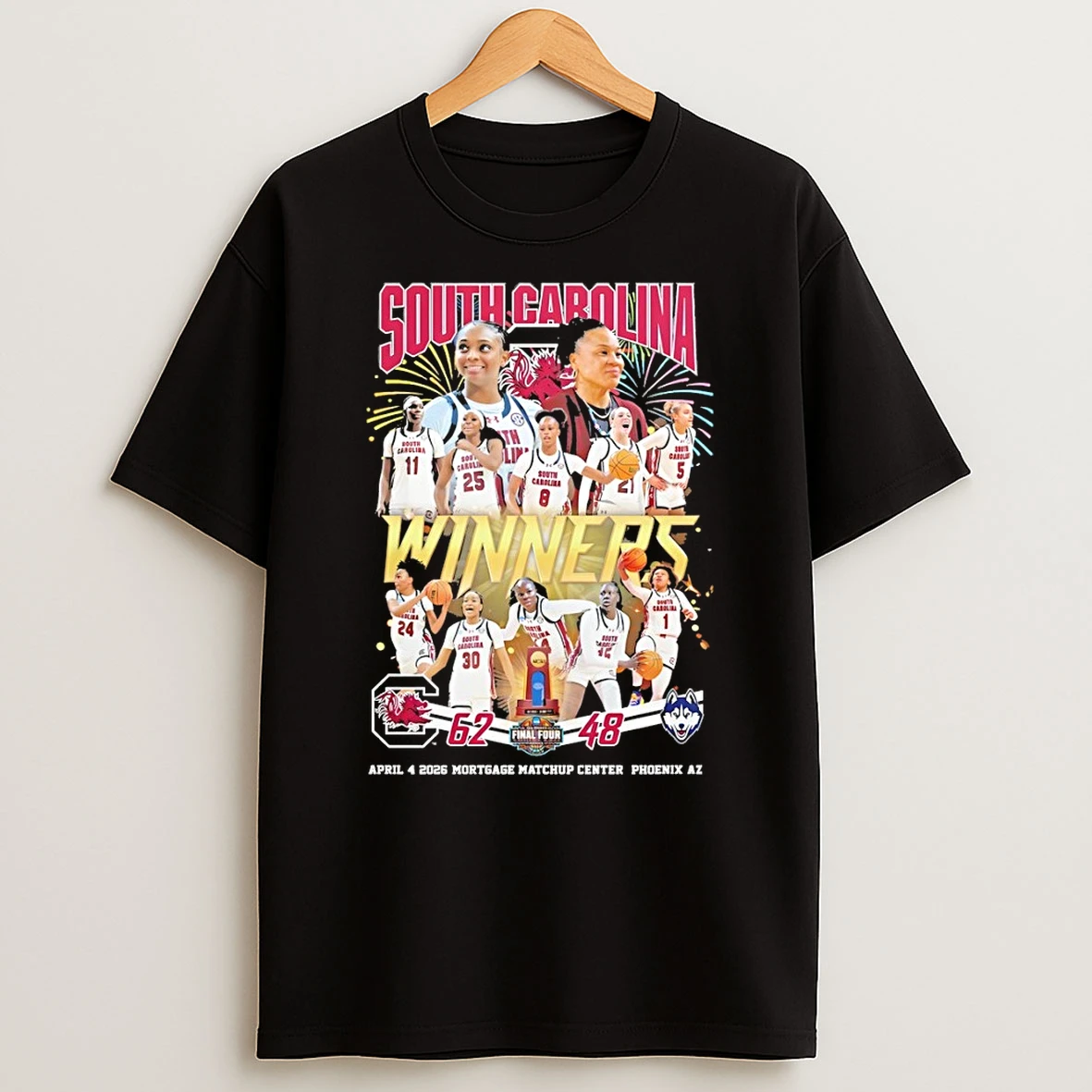 South Carolina Gamecocks Basketball Winners April 4 2026 Mortgage Matchup Center Phoenix Shirts