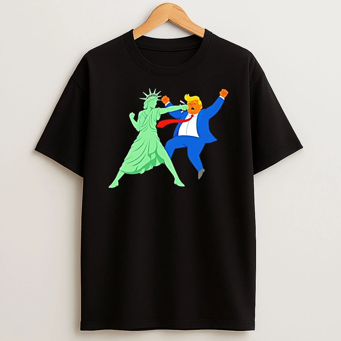 Statue Of Liberty Punch Donald Trump No King Funny Shirts