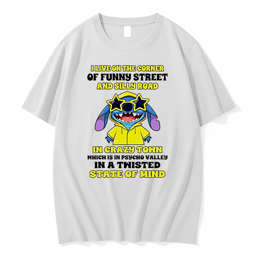 Stitch I Live On The Corner Of Funny Street And Silly Road In Crazy Town Shirts
