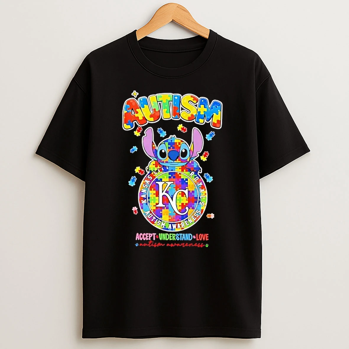 Stitch Kansas City Royals Accept Understand Love Autism Awareness Shirts